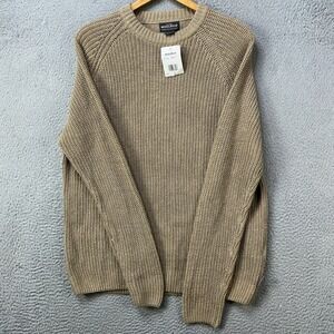 NEW Woolrich Mens Large Sweater Crewneck Tan Fisherman Knit Long SLeeve Casual
